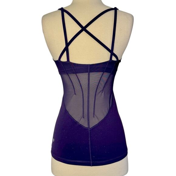 LULULEMON Exquisite Mesh Tank Top Nightfall Deep Blue Purple Built In Bra Size 4 - Picture 7 of 13
